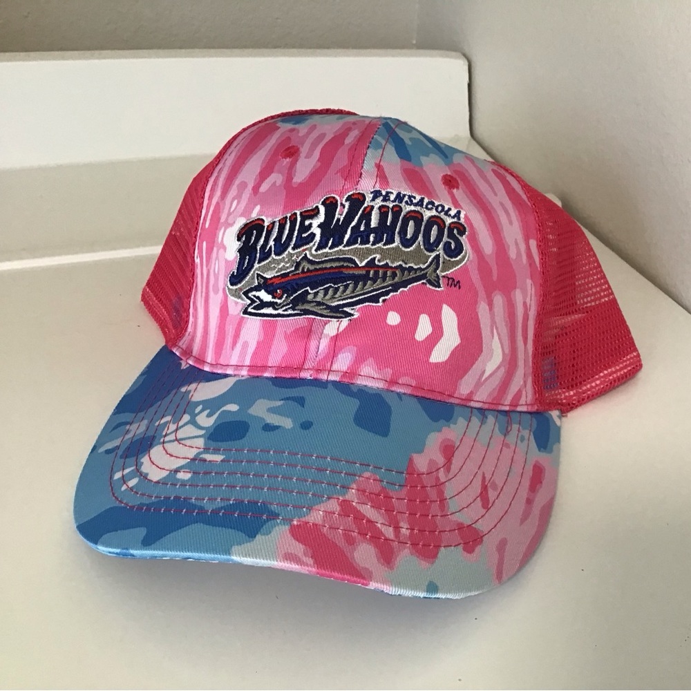 Pink and blue Camo Pensacola Wahoos Truckers Cap